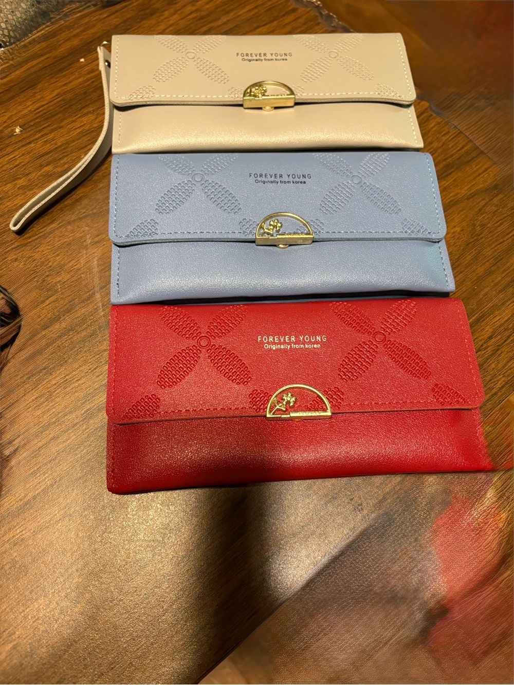 Forever Young Women's Red Floral-Embossed Wallet Clutch